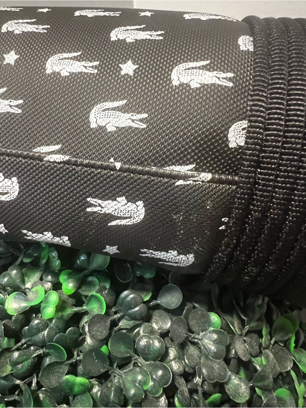 Not for sale Lacoste Black Toiletry Barrel Bag with White Logo Print - Picture 9 of 11